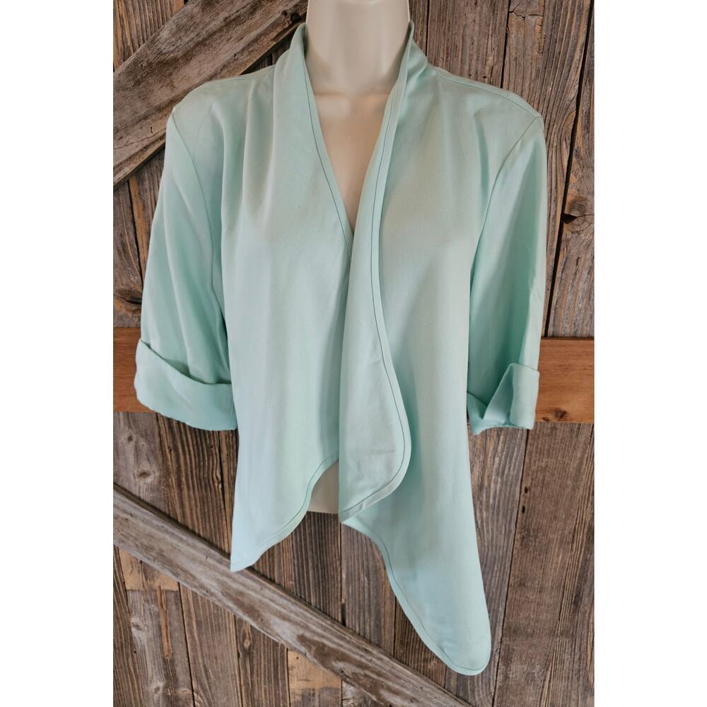 Karen kane size large L tencel open cardigan ruched back 1/2 sleeve layering USA